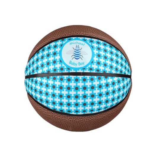 Cute Blue Baby Boy Bee Custom Basketbal (Voorkant)