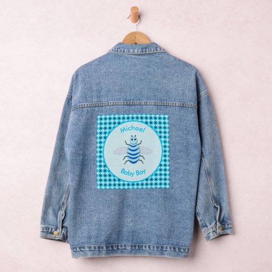Cute Blue Baby Boy Bee Custom Denim Jacket (Hangar)
