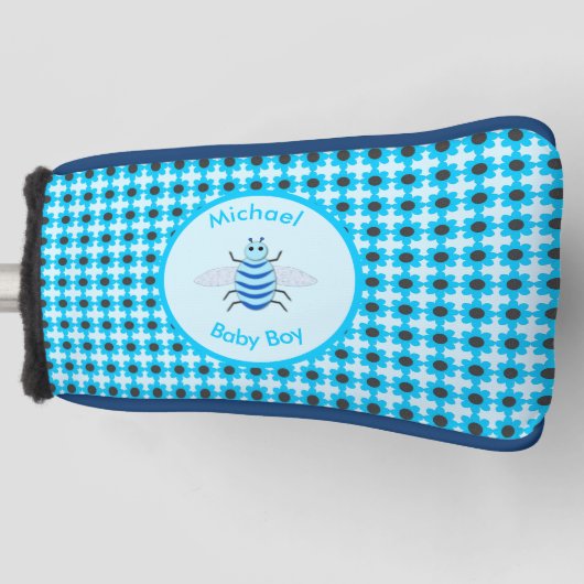 Cute Blue Baby Boy Bee Custom Golfheadcover (Voorkant)