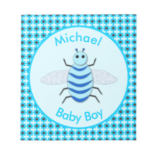 Cute Blue Baby Boy Bee Custom Notitieblok