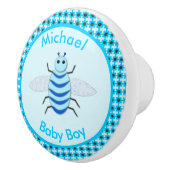 Cute Blue Baby Boy Bee Custom Nursery Keramische Knop (Rechts)