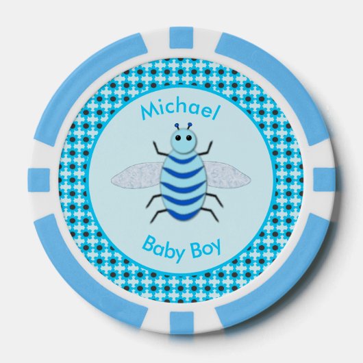 Cute Blue Baby Boy Bee Custom Poker Chips (Voorkant)