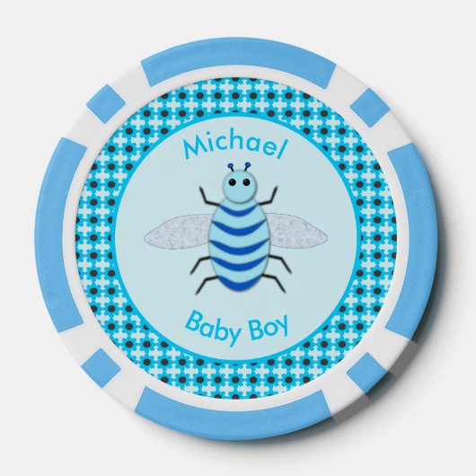 Cute Blue Baby Boy Bee Custom Poker Chips (Achterkant)