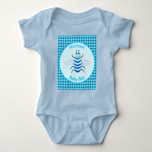 Cute Blue Baby Boy Bee Custom Romper (Voorkant)