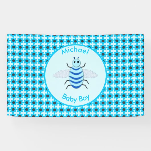 Cute Blue Baby Boy Bee Custom Spandoek (Horizontaal)