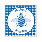 Cute Blue Baby Boy Bee Custom Zelfinktende Stempel (Design)