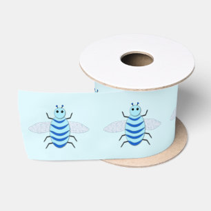 Cute Blue Baby Boy Bee Satijnen Lint