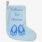 Cute Blue Baby Boy Bunny Feet Easter Custom Kleine Kerstsok (Voorkant)