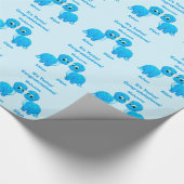 Cute Blue Baby Boy Dinosaur Twins Cadeaupapier (Hoek)