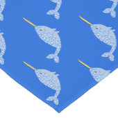 Cute Blue Baby Boy Narwhal Baby shower gepatterd Korte Tafelloper (Hoek)