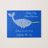 Cute Blue Baby Boy Narwhal Custom New Baby Legpuzzel (Horizontaal)