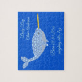 Cute Blue Baby Boy Narwhal Custom New Baby Legpuzzel (Verticaal)