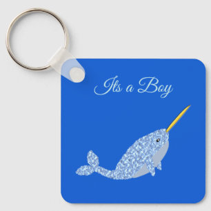 Cute Blue Baby Boy Narwhal Dad to be Custom Sleutelhanger