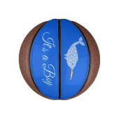 Cute Blue Baby Boy Narwhal Gender onthult Custom Basketbal (Verticaal)