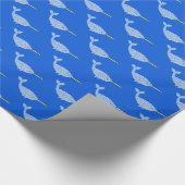 Cute Blue Baby Boy Narwhal-patterned Cadeaupapier (Hoek)