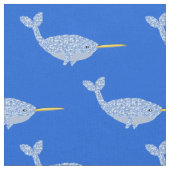 Cute Blue Baby Boy Narwhal-patterned Stof (Close Up)