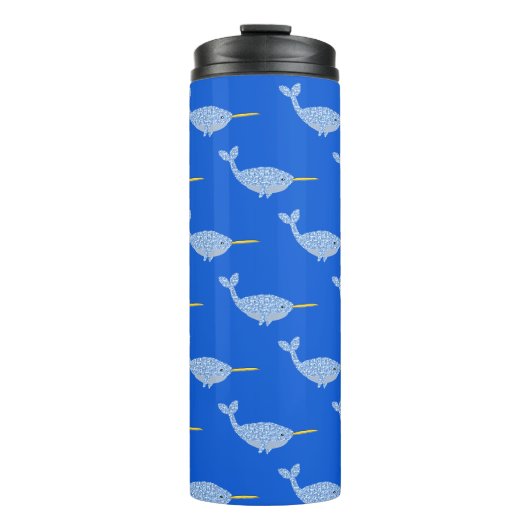 Cute Blue Baby Boy Narwhal-patterned Thermosbeker (Voorkant)