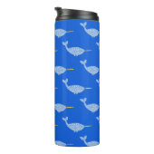 Cute Blue Baby Boy Narwhal-patterned Thermosbeker (Geroteerd rechts)