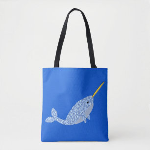 Cute Blue Baby Boy Narwhal-patterned Tote Bag
