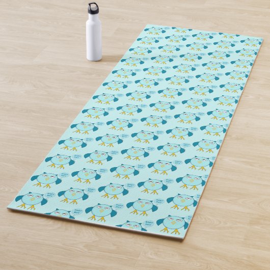 Cute Blue Baby Boy Owl Yoga Mat (In situ)