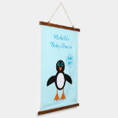 Cute Blue Baby Boy Penguin Baby shower Hangend Wandkleed (Gebogen)