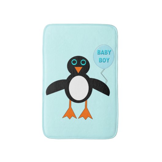 Cute Blue Baby Boy Penguin Bath Mat (Voorkant Verticaal)