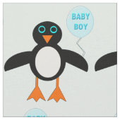 Cute Blue Baby Boy Penguin Patterned Fabric Stof (Close Up)