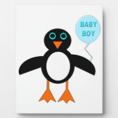 Cute Blue Baby Boy Penguin Plaque Fotoplaat (Voorkant)