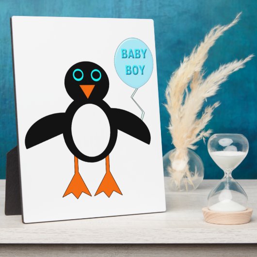 Cute Blue Baby Boy Penguin Plaque Fotoplaat (Zijkant)