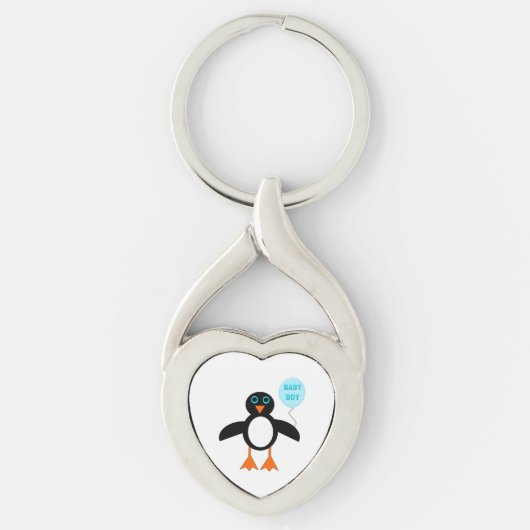 Cute Blue Baby Boy Penguin Sleutelhanger (Voorkant)