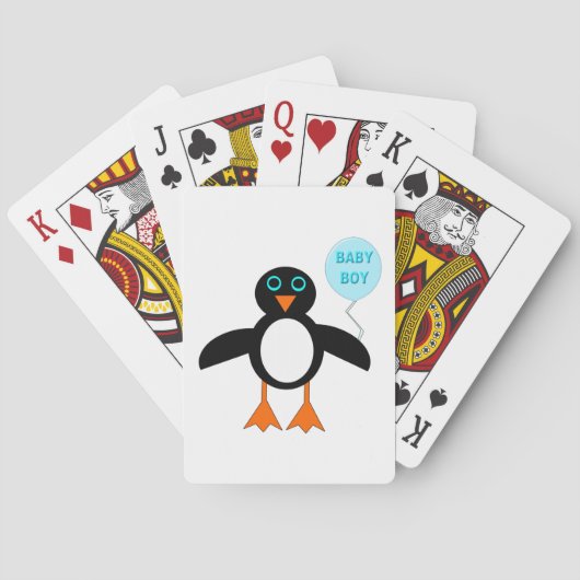 Cute Blue Baby Boy Penguin-speelkaarten Speelkaarten (Achterkant)