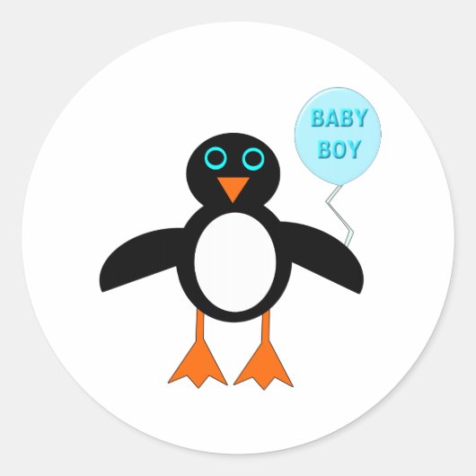 Cute Blue Baby Boy Penguin Stickers (Voorkant)