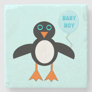 Cute Blue Baby Boy Penguin Stone Onderzetter