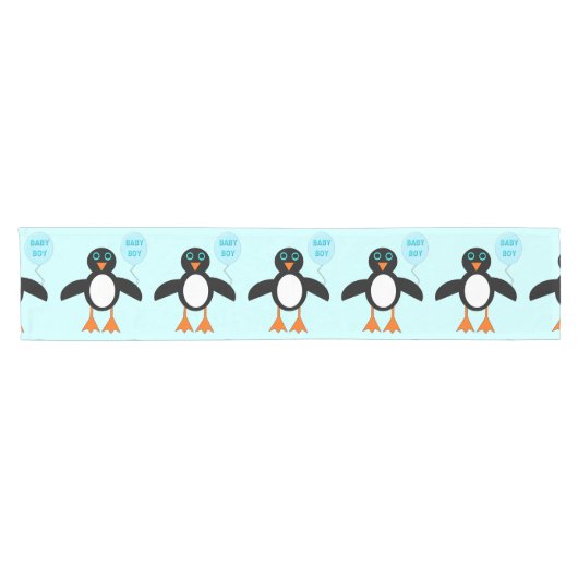Cute Blue Baby Boy Penguin Table Runner Korte Tafelloper (Horizontaal)