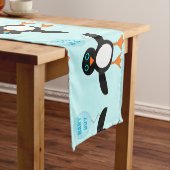 Cute Blue Baby Boy Penguin Table Runner Korte Tafelloper (Voorbeeld)