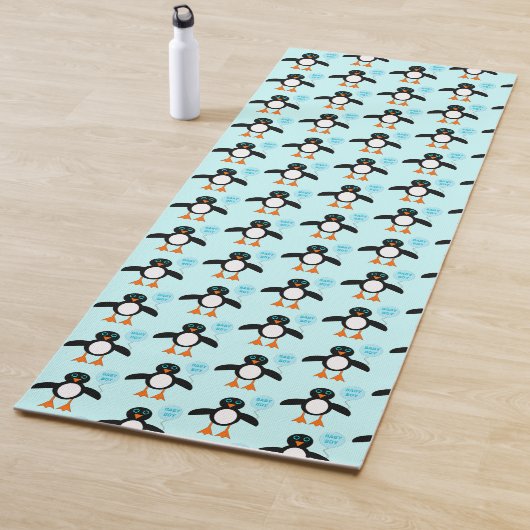 Cute Blue Baby Boy Penguin Yoga Mat (In situ)