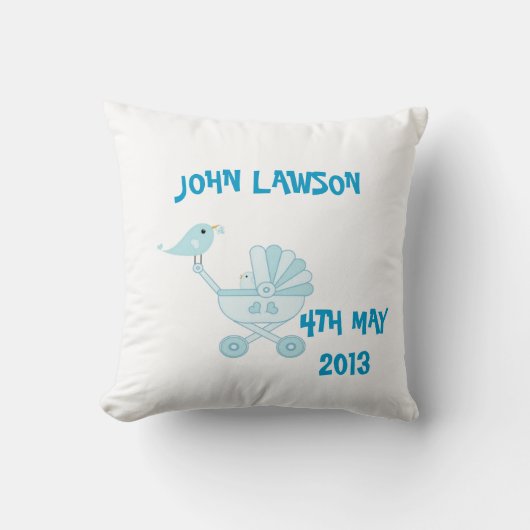 Cute Blue Baby Boy Personalized Cushion Kussen (Voorkant)