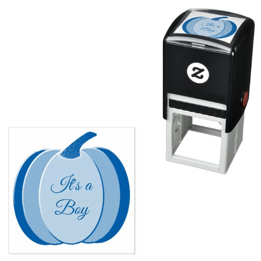 Cute Blue Baby Boy Pumpkin - Aangepast geslacht on Zelfinktende Stempel (In situ)