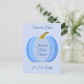 Cute Blue Baby Boy Pumpkin Baby shower Aangepast Briefkaart (Staand voorkant)
