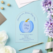 Cute Blue Baby Boy Pumpkin Custom Baby shower Acryl Uitnodigingen (Insitu (Huwelijk))