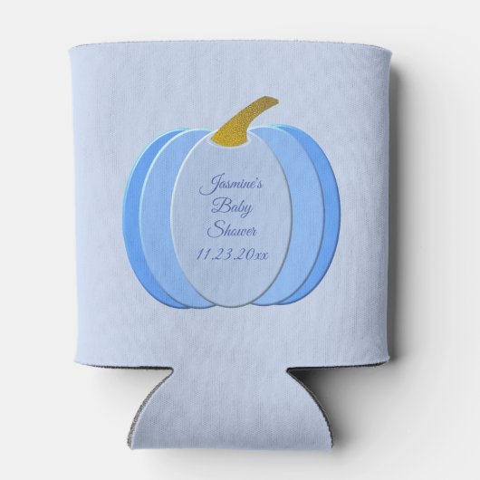 Cute Blue Baby Boy Pumpkin Custom Baby shower Blikjeskoeler (Achterkant)