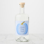 Cute Blue Baby Boy Pumpkin Custom Baby shower Likeurfles Etiket (Voorkant)