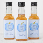 Cute Blue Baby Boy Pumpkin Custom Baby shower Likeurfles Etiket (Flessen)