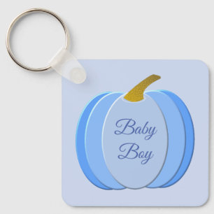Cute Blue Baby Boy Pumpkin Custom Baby shower Sleutelhanger