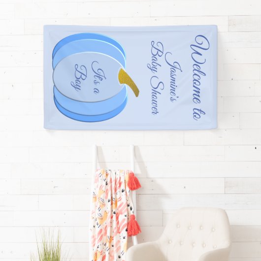 Cute Blue Baby Boy Pumpkin Custom Baby shower Spandoek (Insitu)