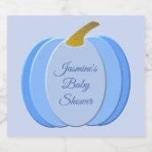 Cute Blue Baby Boy Pumpkin Custom Baby shower Sparkling Wijnetiket (Enkel label)