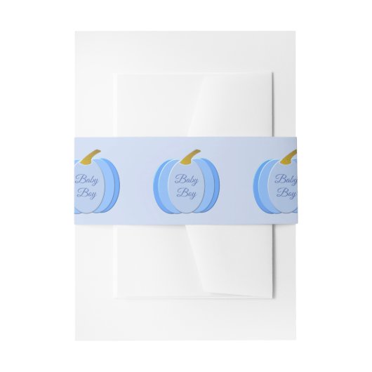 Cute Blue Baby Boy Pumpkin Custom Baby shower Uitnodigingen Wikkel (Voorkant Voorbeeld)