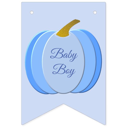 Cute Blue Baby Boy Pumpkin Custom Baby shower Vlaggetjes (Eerste vlag)