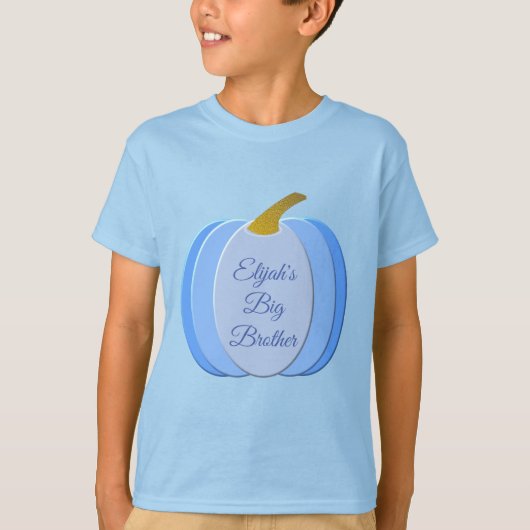 Cute Blue Baby Boy Pumpkin Custom Big Brother T-shirt (Voorkant)
