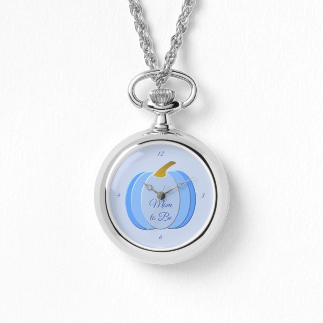 Cute Blue Baby Boy Pumpkin Custom Ma Horloge (Voorkant)